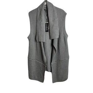 Motive sold at Stein Mart long line Heather Grey open cardigan vest size XL